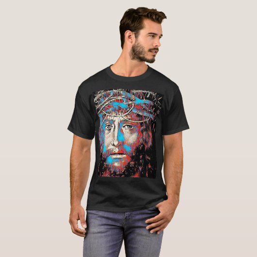 Jesus Christus Thorn Crown Abstracte Christelijke T-shirt (Voorkant volledig)