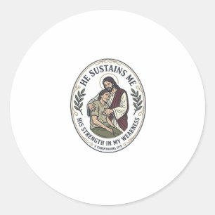 Jesus Chronische Ziekte Aanmoediging T-Shirt Inspi Ronde Sticker