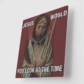 Jesus Clock Vierkante Klok (Hoek)