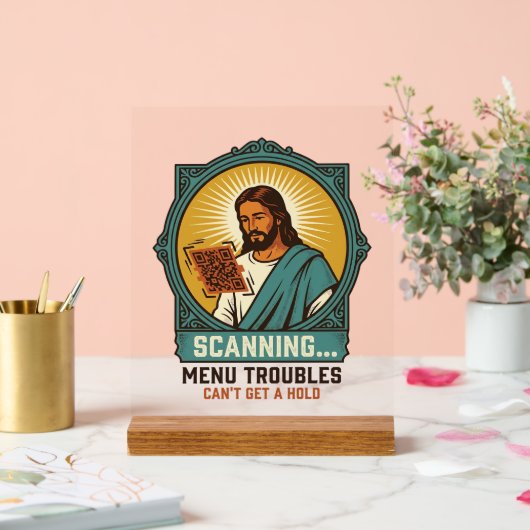 Jésus Code QR flou ne scannera pas Menu Humour Tec (Mariage)