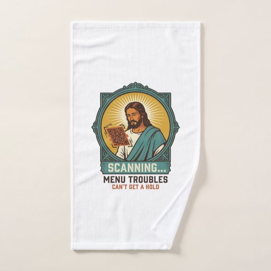 Jésus Code QR flou ne scannera pas Menu Humour Tec (Serviette à main)