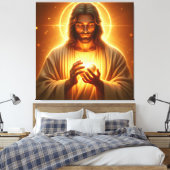 Jésus Coeur dans mes mains toile Imprimer l'image  (Insitu(Chambre))