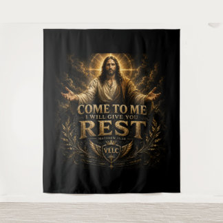 Jesus Come to Me Christian Gold Sacred Art Wandkleed