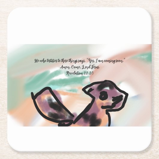jesus coming  vierkante kartonnen onderzetter (Voorkant)
