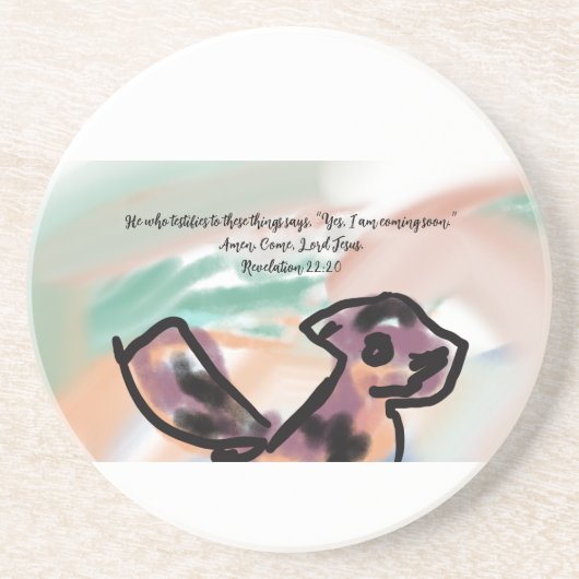 jesus coming  zandsteen onderzetter (Voorkant)