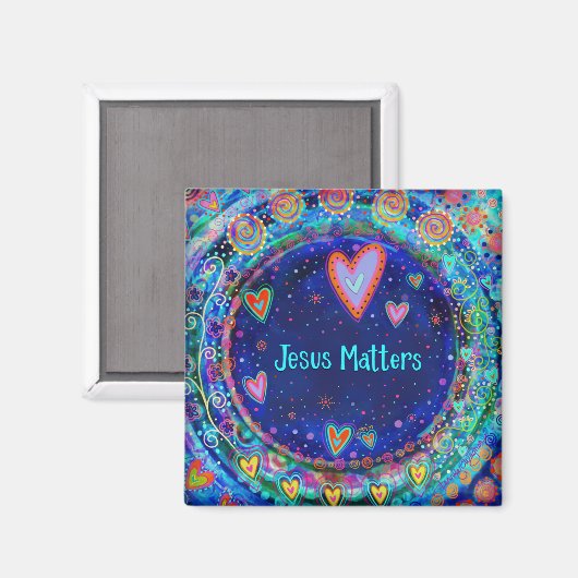 Jésus compte bleu Whimsical Inspirivity Magnet (Recto/Verso)