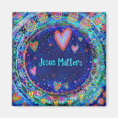 Jésus compte bleu Whimsical Inspirivity Magnet (Devant)