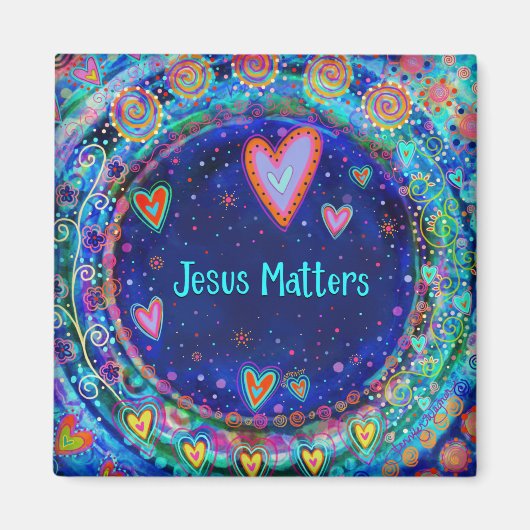 Jésus compte bleu Whimsical Inspirivity Magnet (Devant)