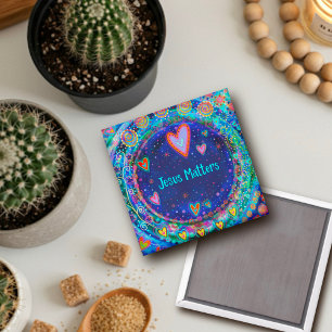 Jésus compte bleu Whimsical Inspirivity Magnet
