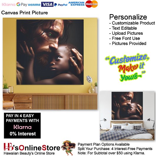 Jesus Cradling Child Canvas Afbeelding 3