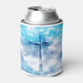 Jesus Cross blauw abstract Blikjeskoeler (Blikje Voorkant)