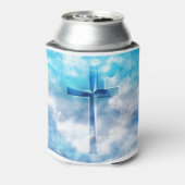 Jesus Cross blauw abstract Blikjeskoeler (Blikje Achterkant)