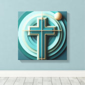 Jesus Cross Canvas Afdruk (Insitu (Houten vloer))