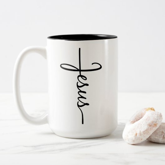 Jesus Cross Coffee Mug Tweekleurige Koffiemok (Met donut)