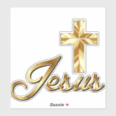 Jesus _Cross gold Sticker (Vel)