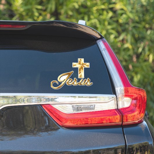 Jesus _Cross gold Sticker (Auto Zijkant)