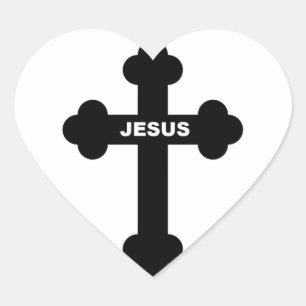 JESUS CROSS HART STICKER