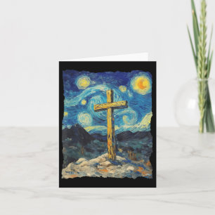 Jesus Cross Van Gogh Style Sterrennacht Art Christ Kaart