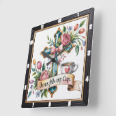 Jesus Cup Bloemenkruis Vierkante Klok (Hoek)