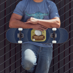 Jesus Cures pil Tablet Tin Christelijk Halo Cross Skateboard