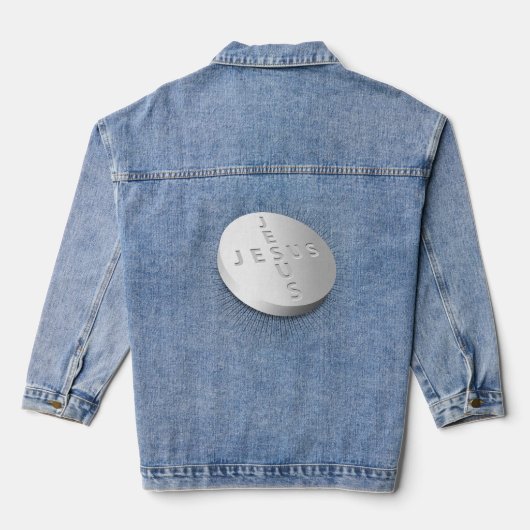 Jesus Cures Pill - Christelijke Godsdienst Denim Jacket (Achterkant)