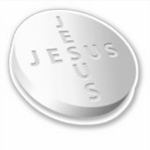 Jesus Cures pillentablet Christelijk Religious Cro Sticker (Voorkant)