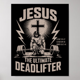 Jesus De Deadlifter Grappige Christelijke Gym Work Poster