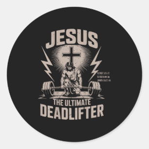 Jesus De Deadlifter Grappige Christelijke Gym Work Ronde Sticker