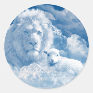 JESUS DE LAM EN JESUS DE LION RONDE STICKER