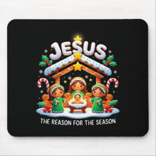 Jesus de reden voor het seizoen Gingerbread Kerstm Muismat