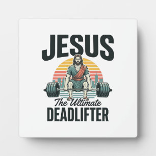 Jesus De Ultieme Deadlifter Vintage Fotoplaat