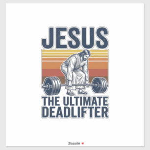 Jesus De Ultieme Deadlifter Vintage Gym T-shirt_1 Sticker