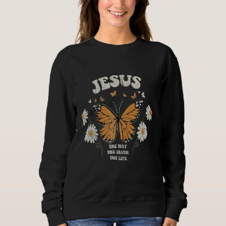 Jesus De Weg De Waarheid Vlinder Bloem God Chris Trui