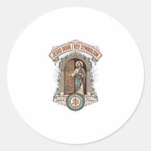 Jesus Deur Sleutel Symboliek Jesus Deur Sleutel Sy Ronde Sticker