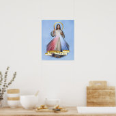 Jesus Divine Mercy Blue Engels Poster (Keuken)