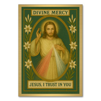 Jesus Divine Mercy Catholic Trouwtafel Kaart