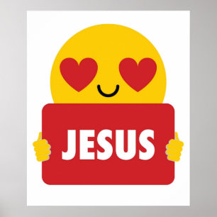 Jesus Emoji Heart Eye Shirt TShirt T-shirt Poster