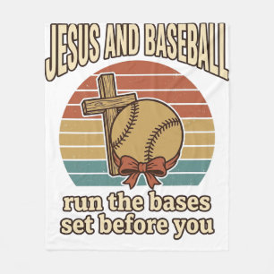 Jesus en honkbal vintage christelijk T-shirt Fleece Deken