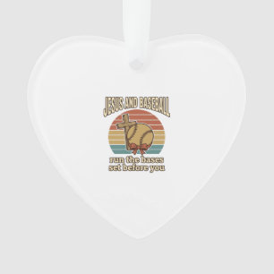 Jesus en honkbal vintage christelijk T-shirt Ornament