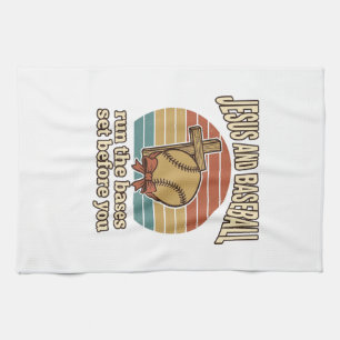 Jesus en honkbal vintage christelijk T-shirt Theedoek