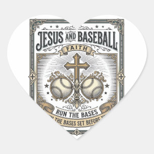 Jesus en honkbal vintage christen  hart sticker