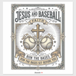 Jesus en honkbal vintage christen sticker