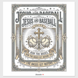 Jesus en honkbal vintage christen sticker