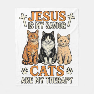Jesus En Katten Zijn Mijn Therapie Vintage Katten Fleece Deken