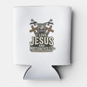 Jesus en motorfietsen Vintage christelijke biker D Blikjeskoeler