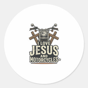 Jesus en motorfietsen Vintage christelijke biker D Ronde Sticker