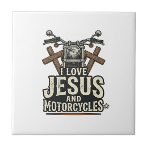 Jesus en motorfietsen Vintage christelijke biker D Tegeltje