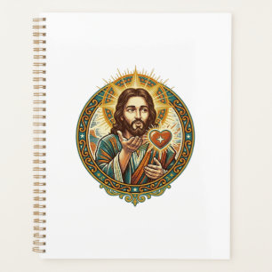 Jésus envoie un baiser Cœur rouge Bouton J'aime Hu