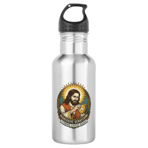 Jesus Ergert Afpellende Sticker Papierresten Winke Waterfles