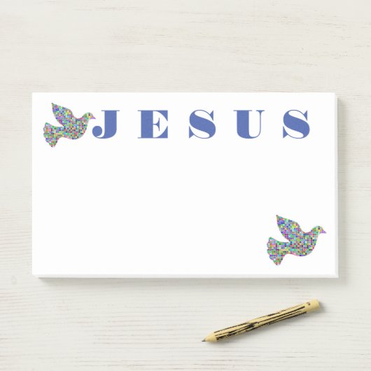 JÉSUS est des notes de seigneur post-it (Sur un bureau)